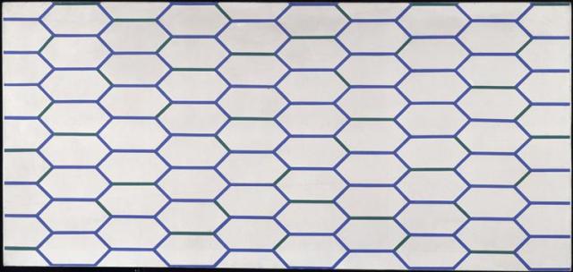 Hexagones à côtés bleus et verts 